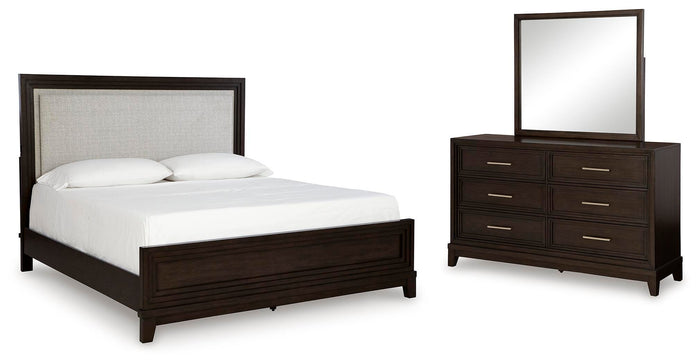 Thornbury King Upholstered Panel Bed with Dresser and Mirror
