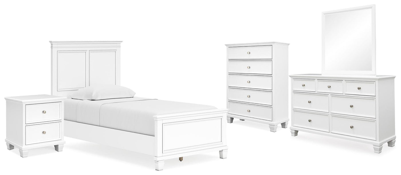 Fortman Twin Panel Bed, Dresser, Mirror, Chest and Nightstand