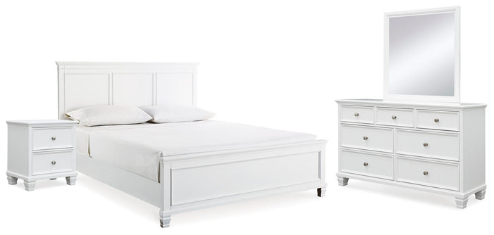 Bellinger King Panel Bed with Dresser and Mirror and Nightstand