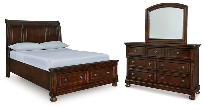 Cavendish Queen Sleigh Storage Bed with Dresser and Mirror