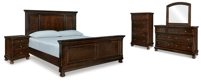 Cavendish King Panel Bed with Dresser and Mirror and Chest and Nightstand
