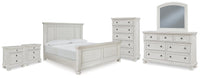 Hadley King Panel Bed with Dresser and Mirror and Chest and 2 Nightstands