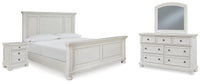 Hadley Queen Panel Bed with Dresser and Mirror and Nightstand