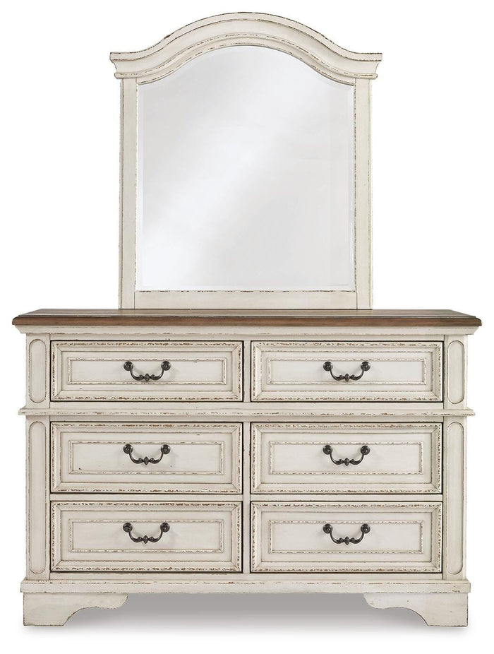 Barnwell Dresser and Mirror in Chipped White