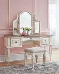 Barnwell Vanity and Mirror with Stool