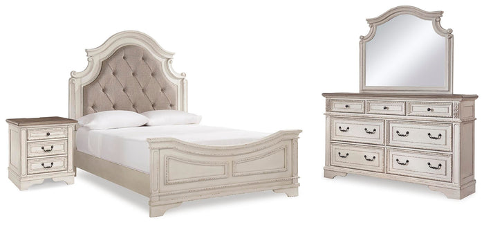 Barnwell Queen Bed with Mirrored Dresser and Nightstand
