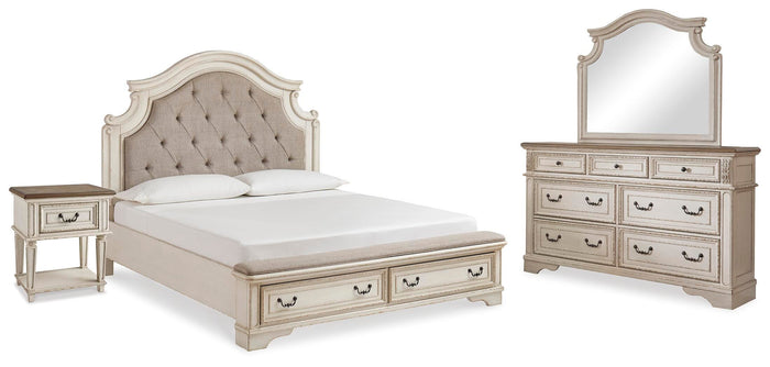 Barnwell King Storage Bed with Dresser and Mirror and Nightstand