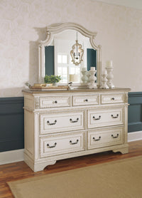 Barnwell Queen Panel Bed with Dresser and Mirror and Vanity