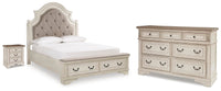 Barnwell Queen Upholstered Storage Bed with Dresser and Nightstand