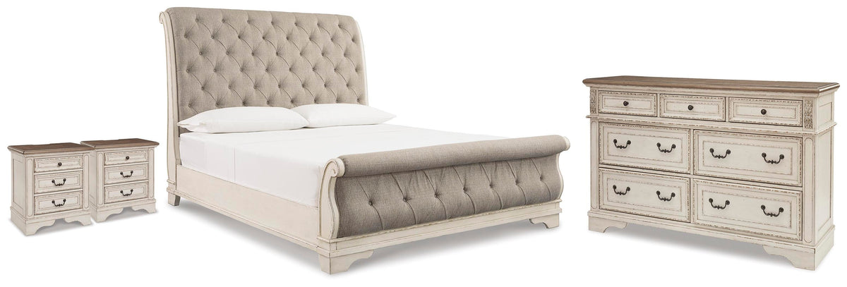 Barnwell King Sleigh Bed with Dresser and 2 Nightstands