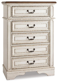 Barnwell King Upholstered Panel Bed with Dresser and Mirror and Chest and 2 Nightstands