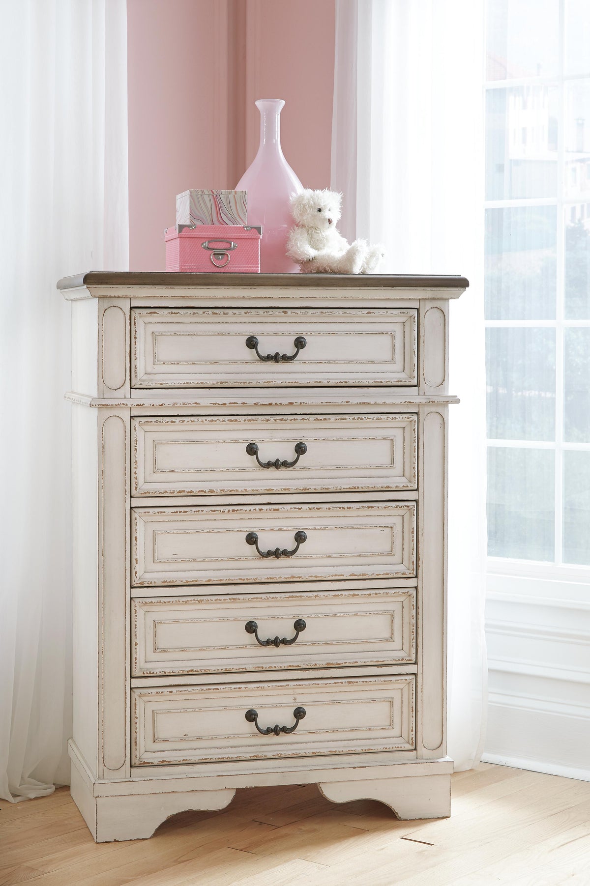 Barnwell King Upholstered Panel Bed with Chest and 2 Nightstands