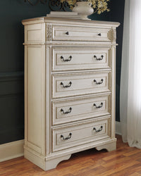 Barnwell Queen Upholstered Bed with Dresser and Mirror and Chest and Nightstand