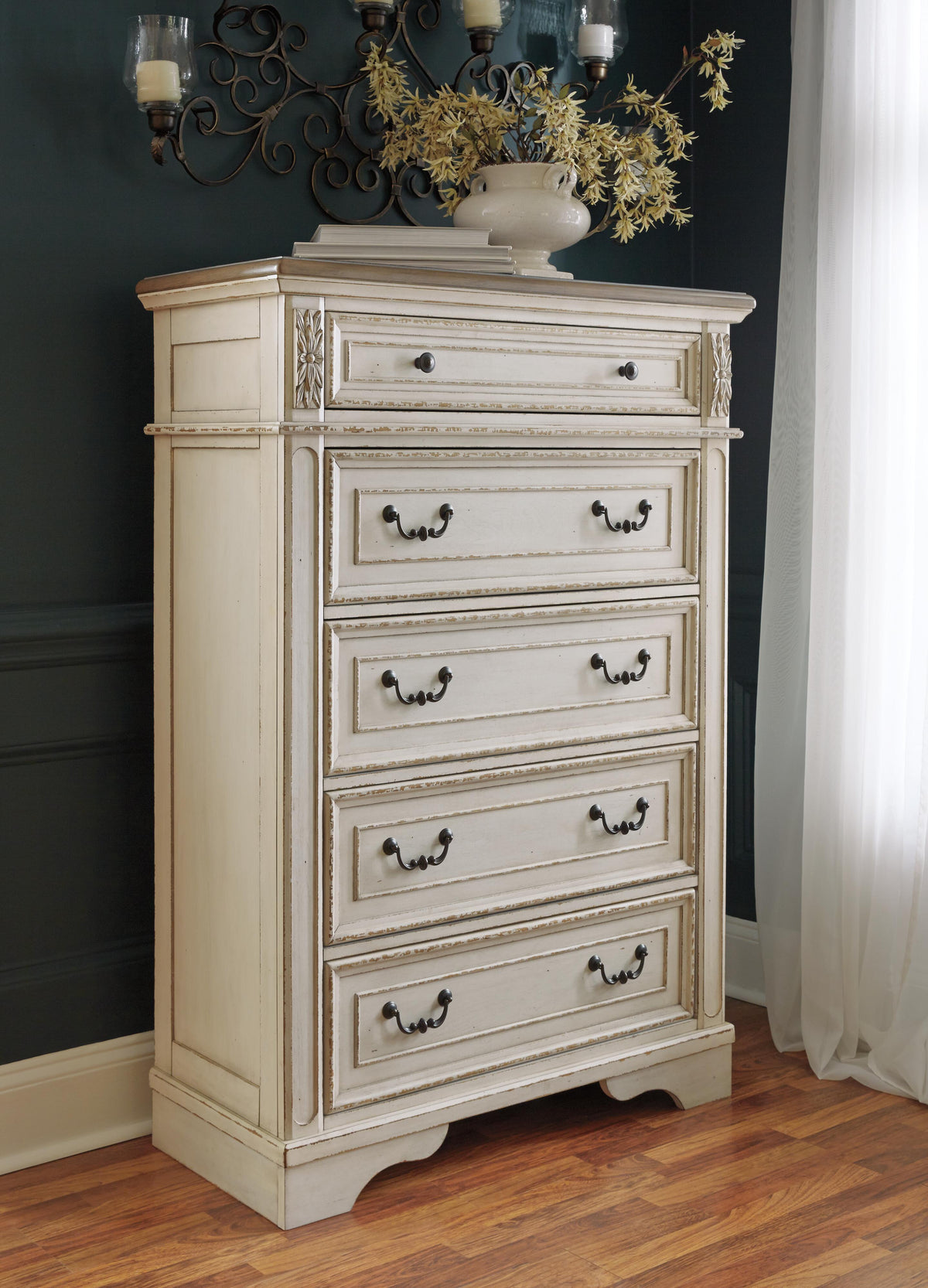 Barnwell Queen Upholstered Storage Bed with Dresser and Chest and Nightstand