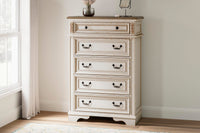 Barnwell King Panel Bed with Vanity and Chest and 2 Nightstands