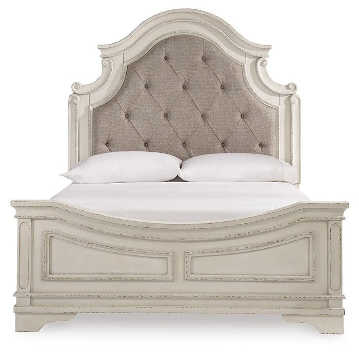 Barnwell Queen Upholstered Panel Bed and 2 Nightstands