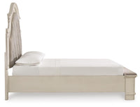 Barnwell Queen Upholstered Bed with Dresser and Mirror and Chest and Nightstand