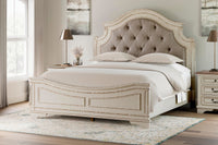 Barnwell King Upholstered Panel Bed with Chest and 2 Nightstands