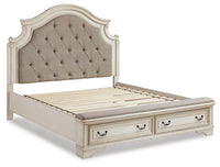 Barnwell King Upholstered Panel Storage Bed and 2 Nightstands