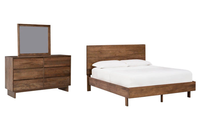 Oakmere King Panel Bed with Dresser and Mirror