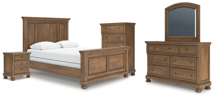 Ellsworth Queen Panel Bed with Dresser and Mirror and Chest and Nightstand