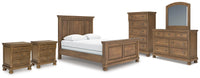 Sedgewick Queen Panel Bed with Dresser and Mirror and Chest and 2 Nightstands