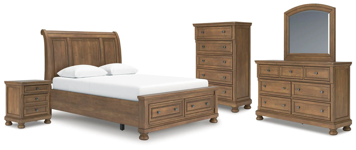 Sedgewick Queen Sleigh Bed with Dresser and Mirror and Chest and Nightstand