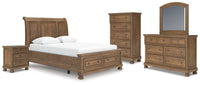 Sedgewick Queen Sleigh Bed with Dresser and Mirror and Chest and Nightstand