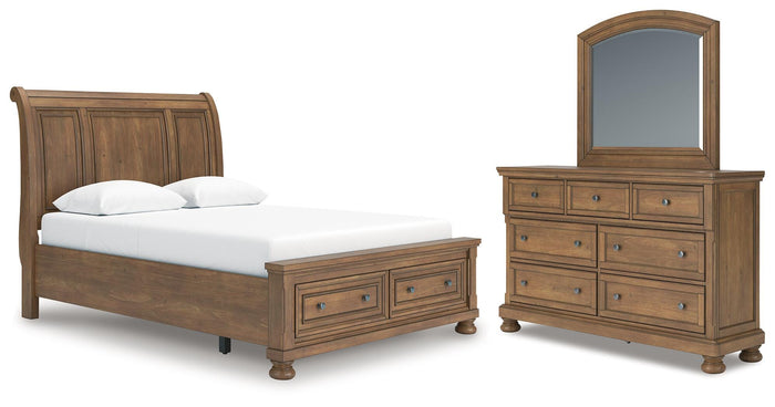 Ellsworth Queen Sleigh Storage Bed with Dresser and Mirror