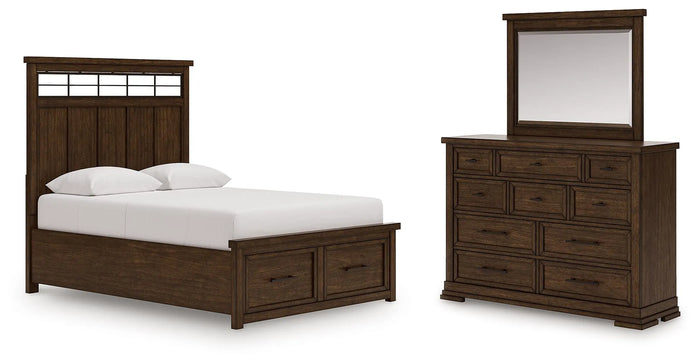 Radcliffe Queen Panel Storage Bed with Dresser and Mirror