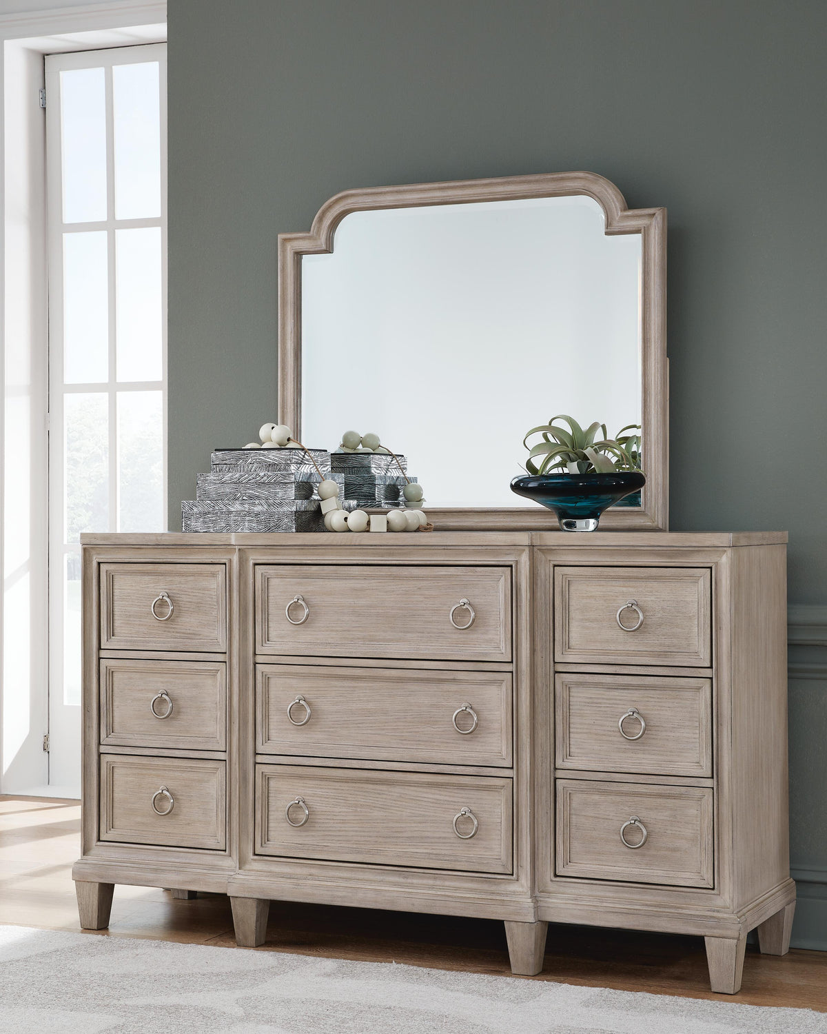 Ashfield Dresser and Mirror in Light Grayish Brown