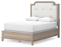 Ashfield Queen Upholstered Panel Bed in Light Grayish Brown