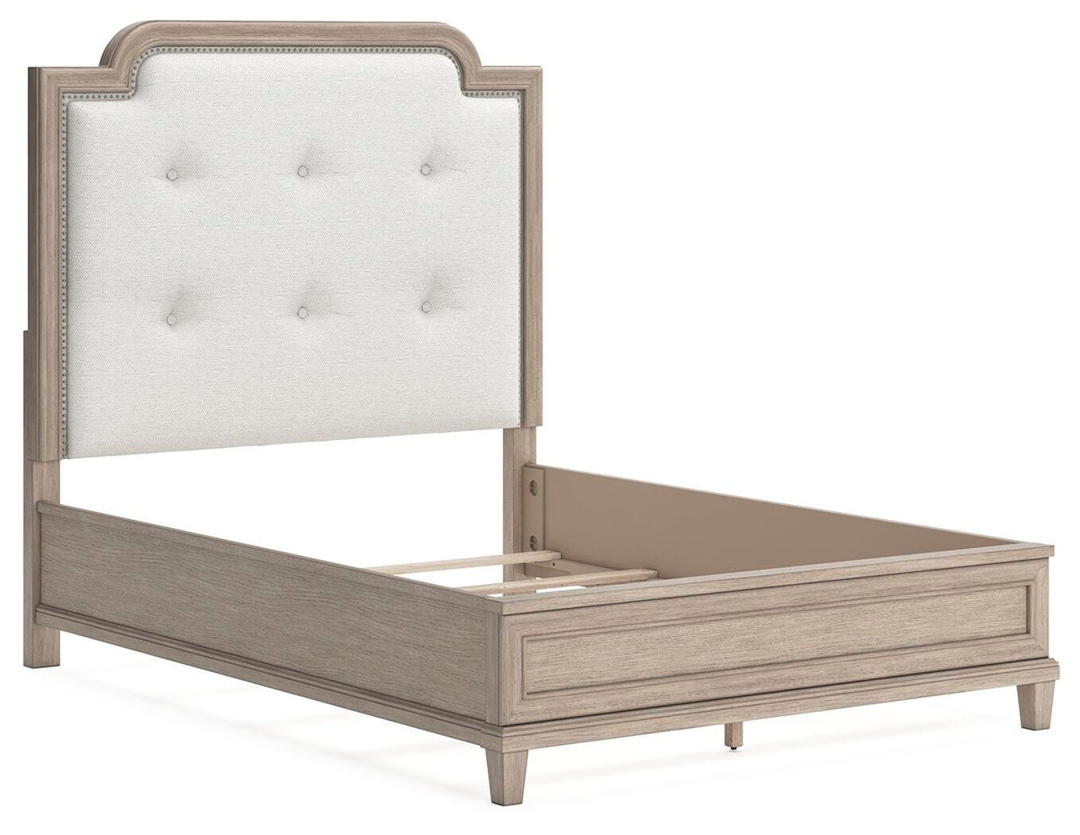 Ashfield Queen Upholstered Panel Bed in Light Grayish Brown