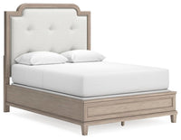 Ashfield Queen Upholstered Panel Bed in Light Grayish Brown