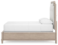 Ashfield Queen Upholstered Panel Bed in Light Grayish Brown