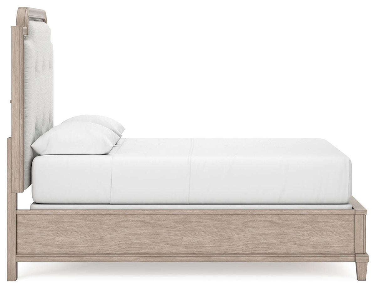 Ashfield Queen Upholstered Panel Bed in Light Grayish Brown