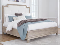 Ashfield King Upholstered Panel Bed in Light Grayish Brown Fabric