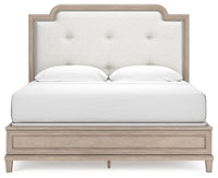 Ashfield King Upholstered Panel Bed in Light Grayish Brown Fabric