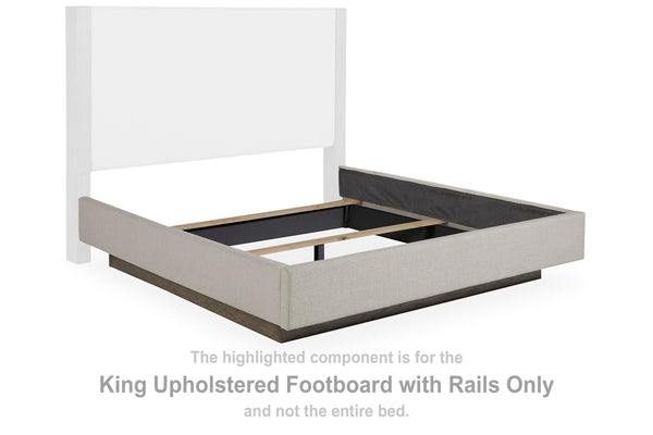Anibecca King Upholstered Footboard with Rails and Roll Slats