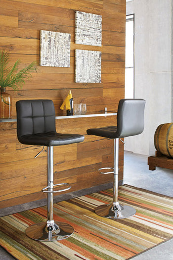 Colton Adjustable Height Bar Stool in Black/Chrome Finish