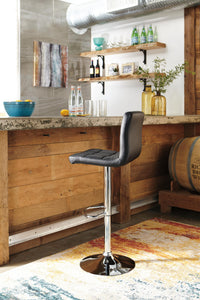 Colton Adjustable Height Bar Stool in Black/Chrome Finish