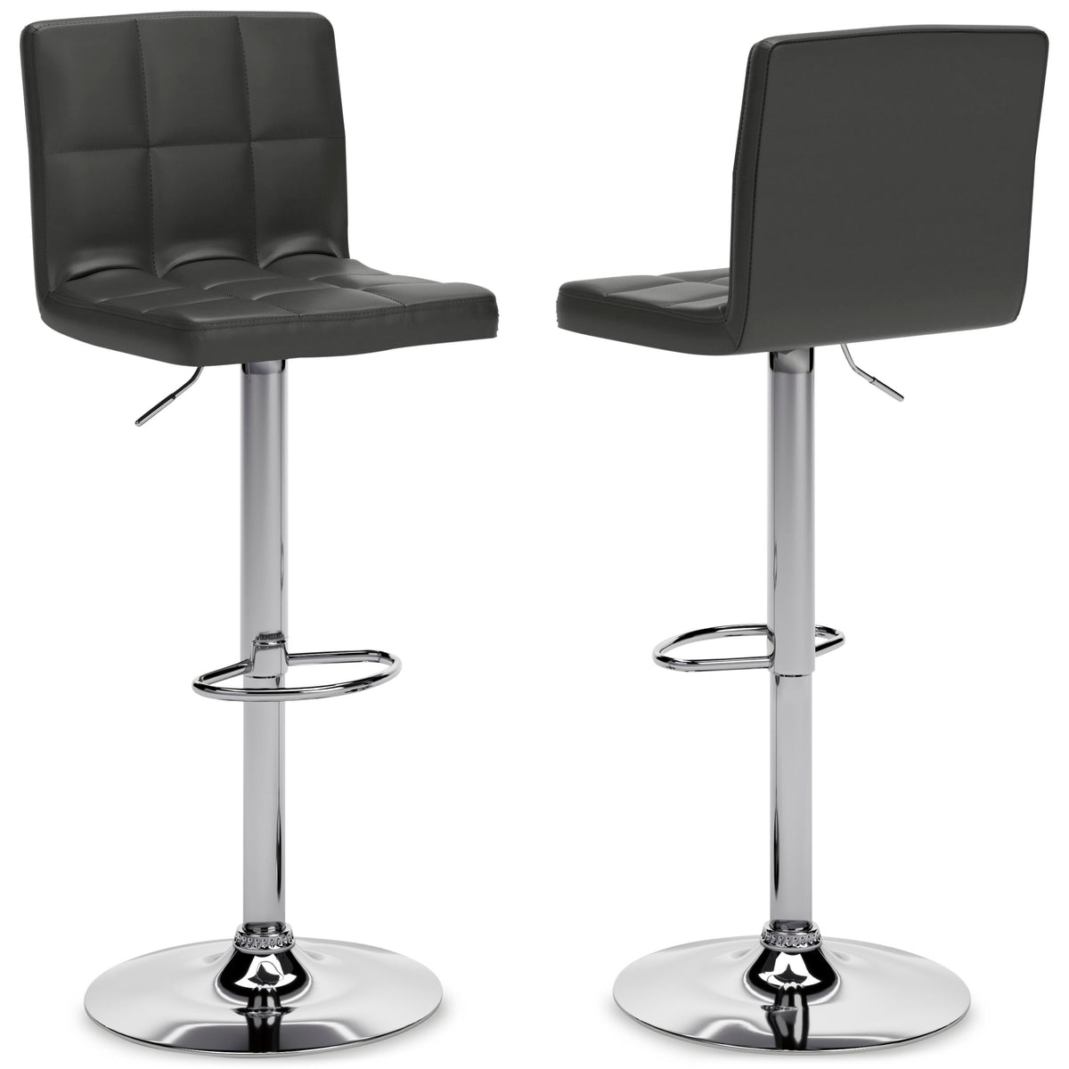 Colton Adjustable Height Bar Stool in Black/Chrome Finish