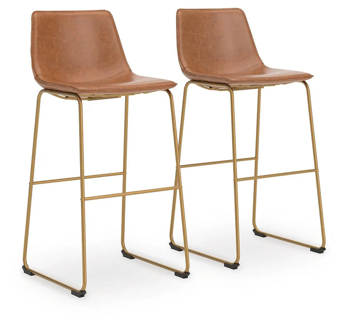 Delano Bay Bar Height Bar Stool in Brown/Gold