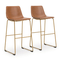 Delano Bay Bar Height Bar Stool in Brown/Gold