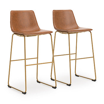Delano Bay Bar Height Bar Stool in Brown/Gold