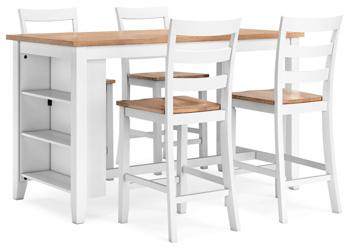Windham Counter Height Dining Table and 4 Barstools in Natural/White