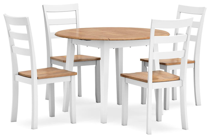Windham Dining Table and 4 Chairs in Natural/White