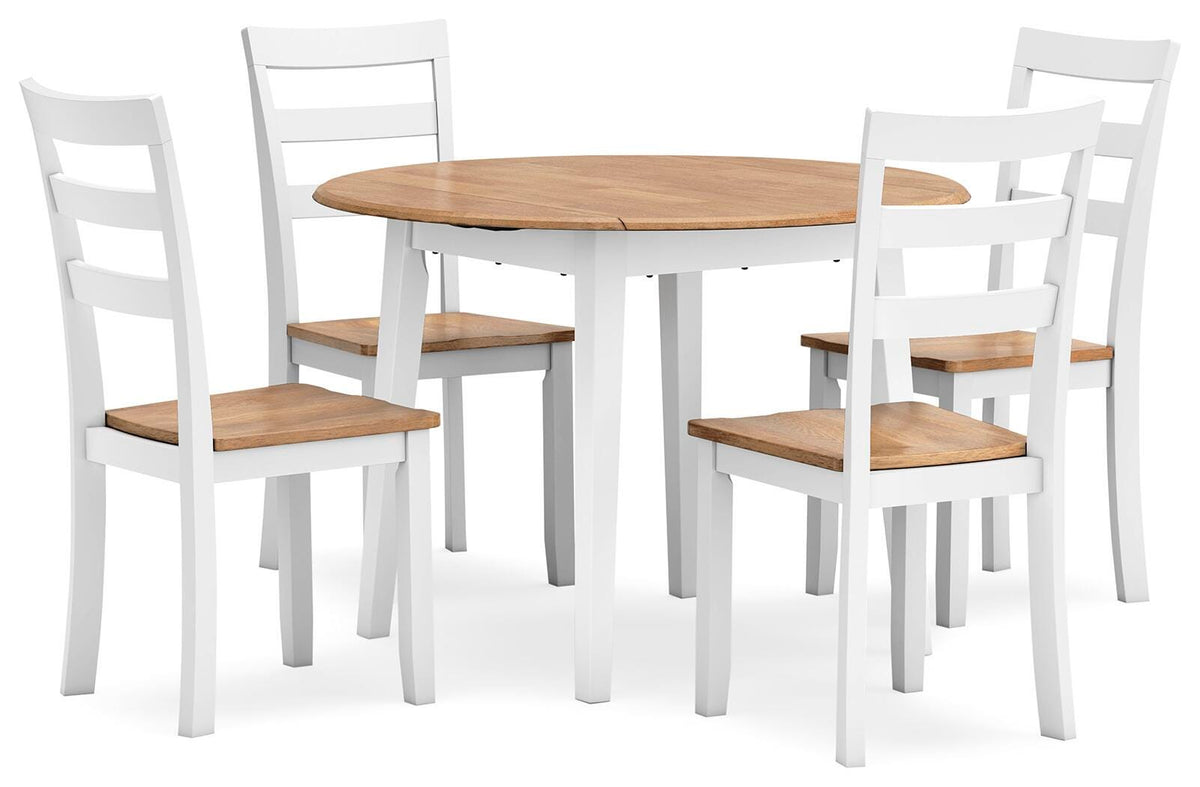 Windham Dining Table and 4 Chairs in Natural/White