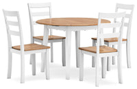 Windham Dining Table and 4 Chairs in Natural/White