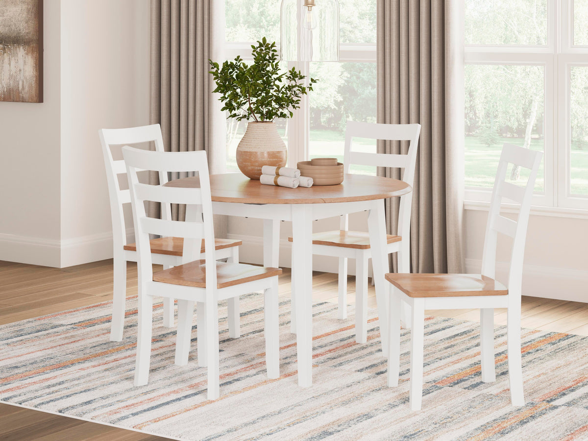Windham Dining Table and 4 Chairs in Natural/White